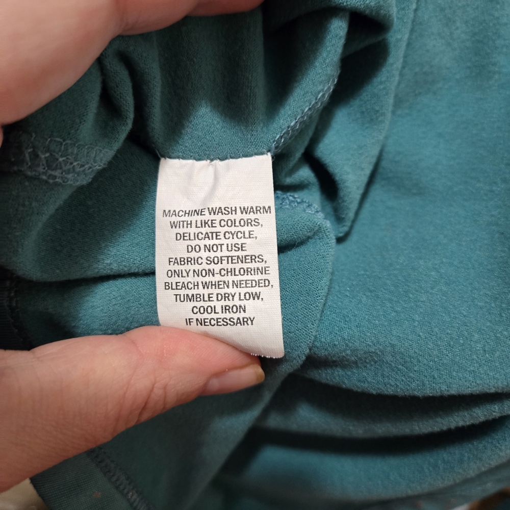 MTA Sport Teal Starry Long Sleeve Shirt Size Large Silver Metallic Stars Ruffles - Picture 10 of 10